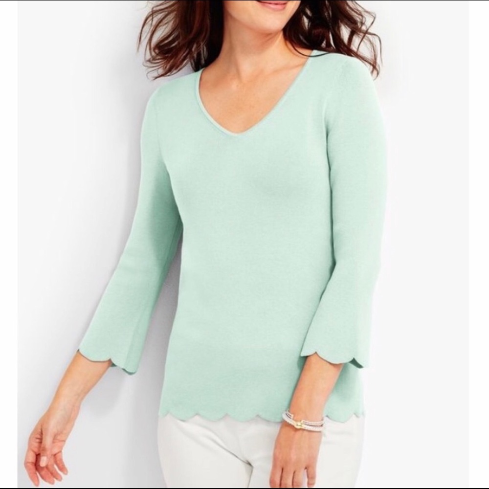 Scalloped mint sweater